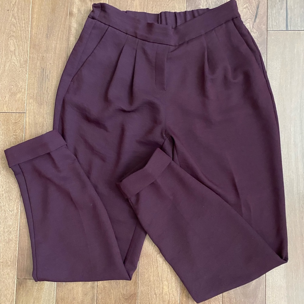 Ankle cuffed pleated stretch waist dress pants